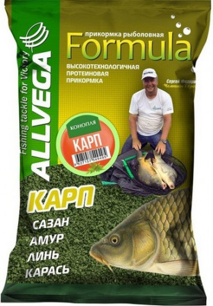 Прикормка Allvega Formula Carp Hemp карп конопля 900г