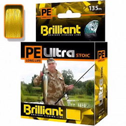 Леска плетеная AQUA Pe Ultra Brilliant Stoic Ultra Yellow 0.18 135м