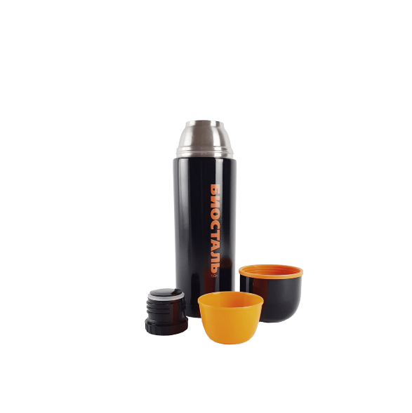 Термос Биосталь-СПОРТ с узкой горловиной, цв. черный, 1,2 л