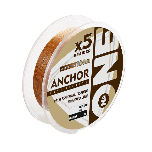 Тонущая плетеная леска IAM №ONE ANCHOR 5x 150m, диаметр 0,30 мм Тёмно-коричневый