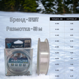 Леска SPRUT Skyline Fluorocarbon Composition IceTech RPO Silver 0.205 50м