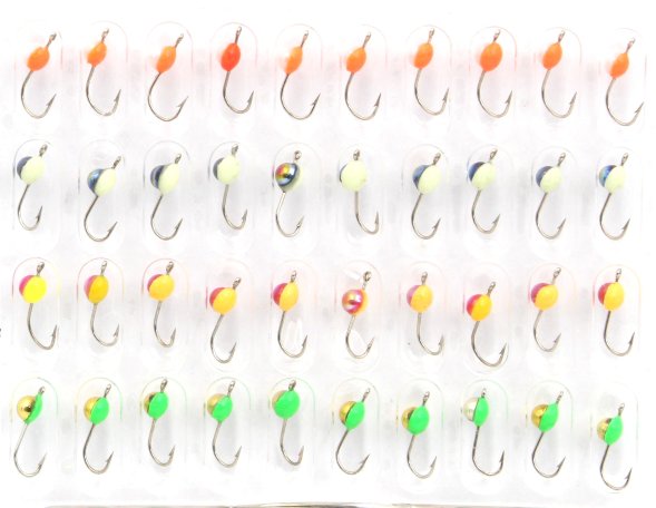 Мормышка паяная Condor ТИП-41 камень+перл на фосфоре ф-4 мм крючок Mustad 40 шт